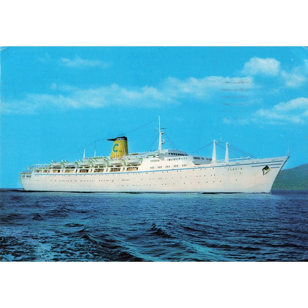Vintage Costa Line TS Flavia Cruise Ship Postcard 1975 Nassau Bahamas Postmark - Picture 1 of 2